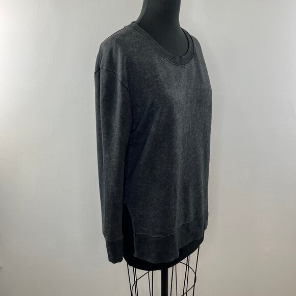 Daily Ritual Black Gray Distressed Sweatshirt Round Neck Long Sleeve Pullover M? - Picture 3 of 7